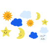 30 SOLEILS, LUNES, ÉTOILES ET NUAGES CAOUTCHOUC ADHÉSIF ASSORTIS