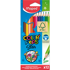 COLOR PEP'S STAR 12 CRAYONS COULEURS ASSORTIS