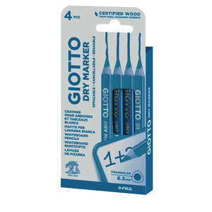 DRY MARKER - ETUI 4 CRAYONS BLEUS EFFACABLES A SEC