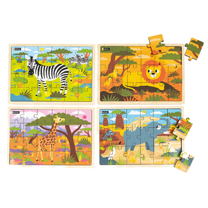 4 PUZZLES - LES ANIMAUX DE LA SAVANE 18 ET 24 PIECES