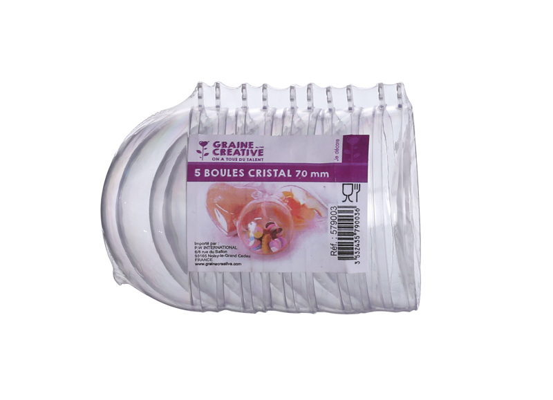 5 Suspensions Boule Plastique Transparent O 7cm K Interdacta